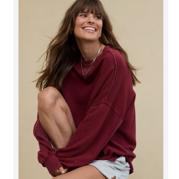 aerie Tops - Aerie Cherry Cola Red Big Chill Sweatshirt sz L